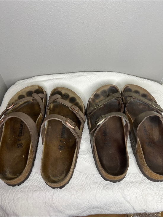 Birkenstock Shoes - Birkenstock Taupe Brown Toe Strap Sandals 2 Pair Size 11 / 42